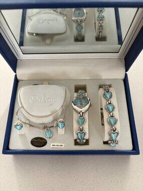 ORKAY WOMENS JEWERLY SET - WATCH - BRACELET - NECKLACE HEART SHAPED